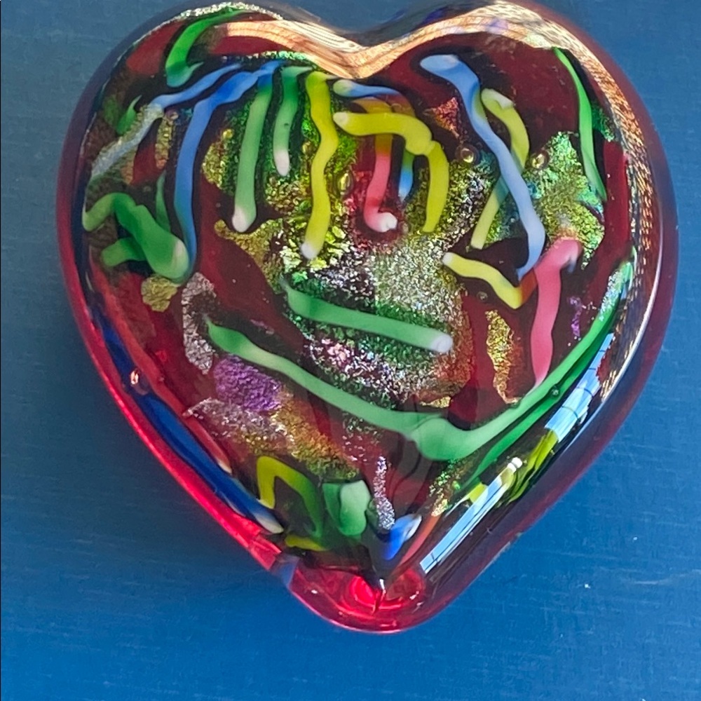 Colorful Heart-Shaped Glass Art Piece